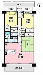 エクセラージュ川西うね野 3LDKの間取図画像