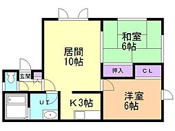 シャトーおいわけ 2LDKの間取図画像