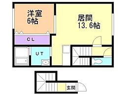 シエルB 1LDKの間取図画像
