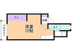 パークコート中島町 ワンルームの間取図画像
