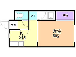ダイワハイツ亀田 1Kの間取図画像