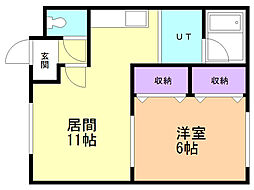 はまなす荘 1LDKの間取図画像