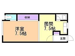 協和マンション 1DKの間取図画像