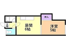 コーポはまなす 1LDKの間取図画像