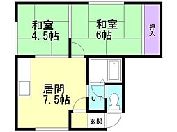 コーポマツNo.3 2DKの間取図画像