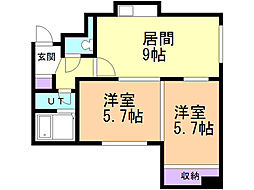 修和ビル 2LDKの間取図画像