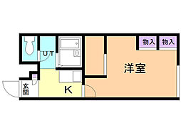 レオパレスドミール湯川2 1Kの間取図画像