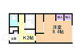 レオパレス時の館 1Kの間取図画像