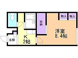 レオパレス道 1Kの間取図画像