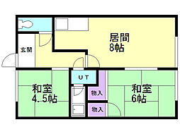 山田マンション 2LDKの間取図画像