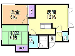 ヒルズクレストトミオカ 2LDKの間取図画像