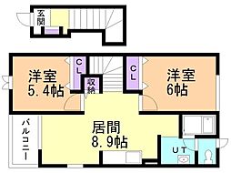 タウン日吉弐番館 2DKの間取図画像