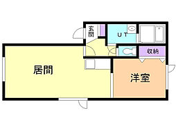 ペガサス中道 1LDKの間取図画像