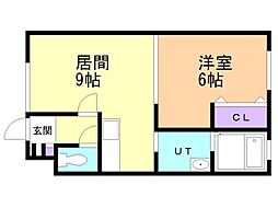 ピアパレス松陰1 1LDKの間取図画像