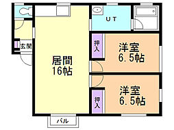 ピュアローズ3号館 2LDKの間取図画像