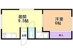 ハイツアップルKK 1LDKの間取図画像