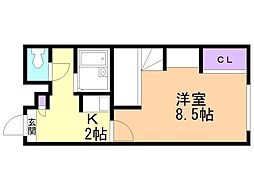 クレシア6 1Kの間取図画像