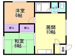 クレイドル大川 2LDKの間取図画像