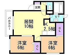 VenusCourt 2LDKの間取図画像
