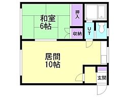 コーポ河 1LDKの間取図画像