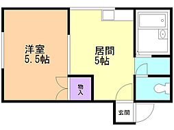 レオパレス千歳町第1ミヤマC 1DKの間取図画像