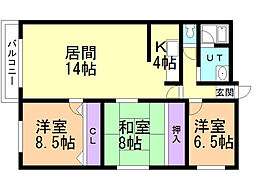 エムズマンション 3LDKの間取図画像