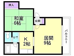 愛作ハウス 1LDKの間取図画像