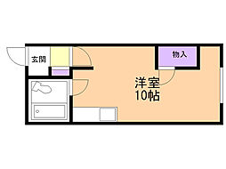 第2シャトーはまなす ワンルームの間取図画像