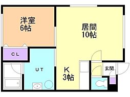 キャッスルふじ 1LDKの間取図画像