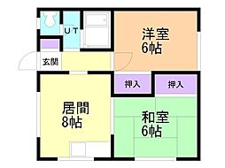 佐藤アパート 2LDKの間取図画像