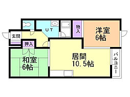 ピュアハウス 2LDKの間取図画像