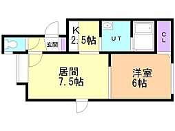 フラット・戸倉 1LDKの間取図画像
