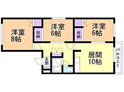ファミール北浜 3LDKの間取図画像