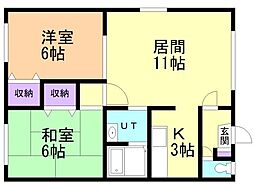グランドハイム松陰 2LDKの間取図画像