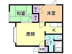 ハイツ花夢 2LDKの間取図画像