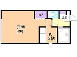 ノースコート深堀 1Kの間取図画像