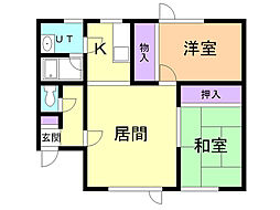 Gウイング 2LDKの間取図画像