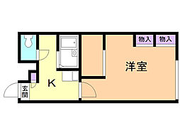 レオパレスドミール湯川 1Kの間取図画像
