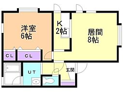 フォルム花園1 1LDKの間取図画像