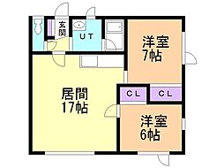 チェリー桔梗 2LDKの間取図画像