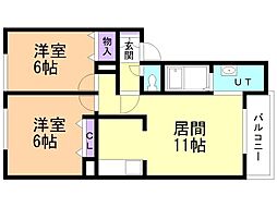 パートナーズハートF・J 2LDKの間取図画像