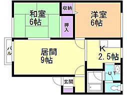クレルメゾン桔梗 2LDKの間取図画像