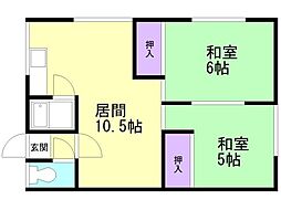 富貴ハウス 2LDKの間取図画像