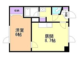 鷲尾ハイム 1LDKの間取図画像