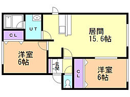 アイパレス中野2 2LDKの間取図画像