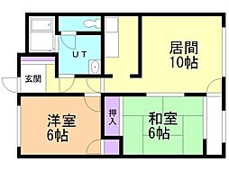 もとい坂フラット 2LDKの間取図画像