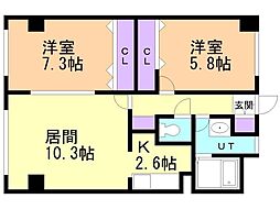 レジデンスコウエイ 2LDKの間取図画像