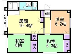 第二物産(株)桔梗マンション 3LDKの間取図画像