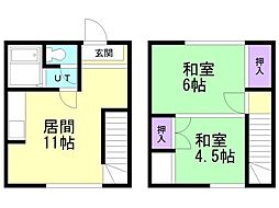 さつき荘 2LDKの間取図画像