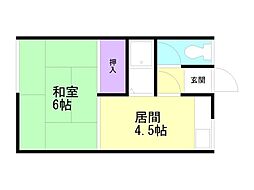 アップルハイム 1DKの間取図画像
